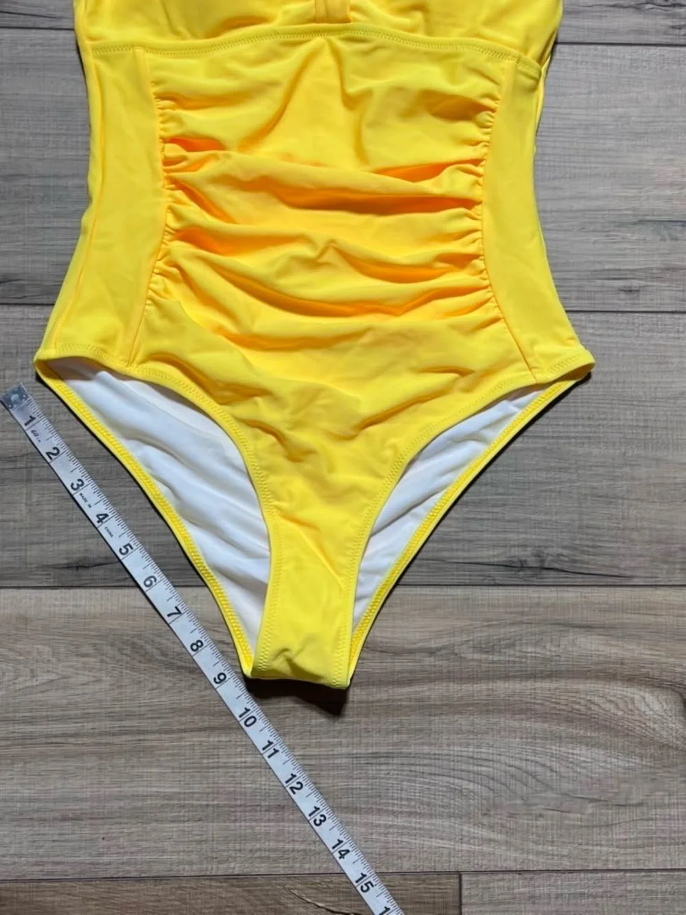Bellecarrie Women's One Piece Halter Ruched Swimsuit Size Small Yellow